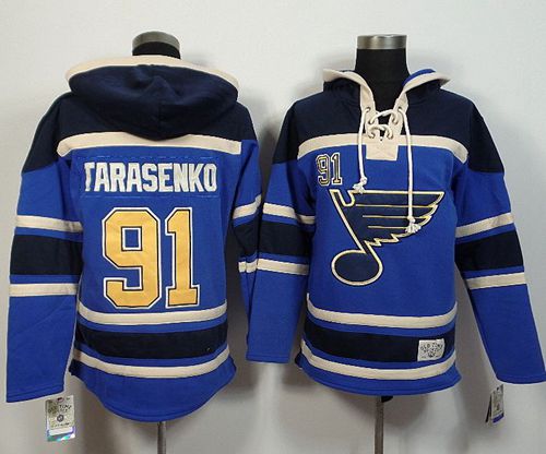 Blues #91 Vladimir Tarasenko Light Blue Sawyer Hooded Sweatshirt Stitched NHL Jersey - Click Image to Close